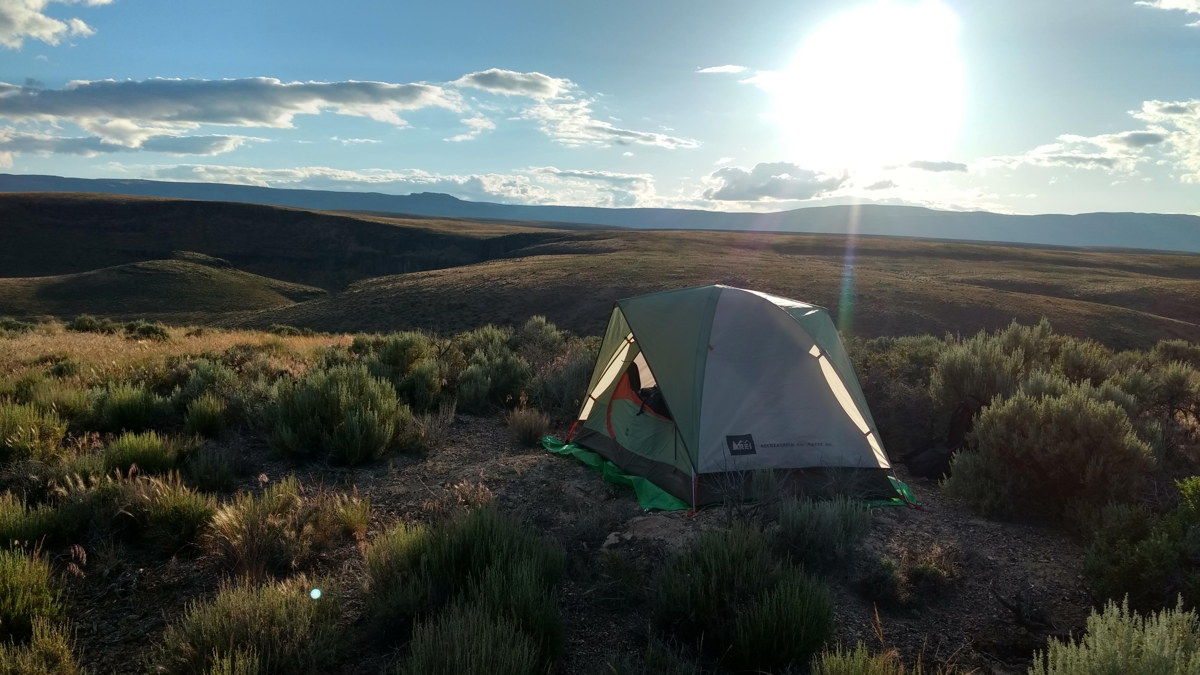 My Tent and a Sunrise over Sagebrush, June 2017.