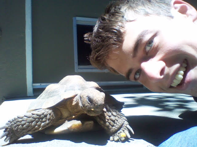 Jackson with his pet Tortoise, June 2011
